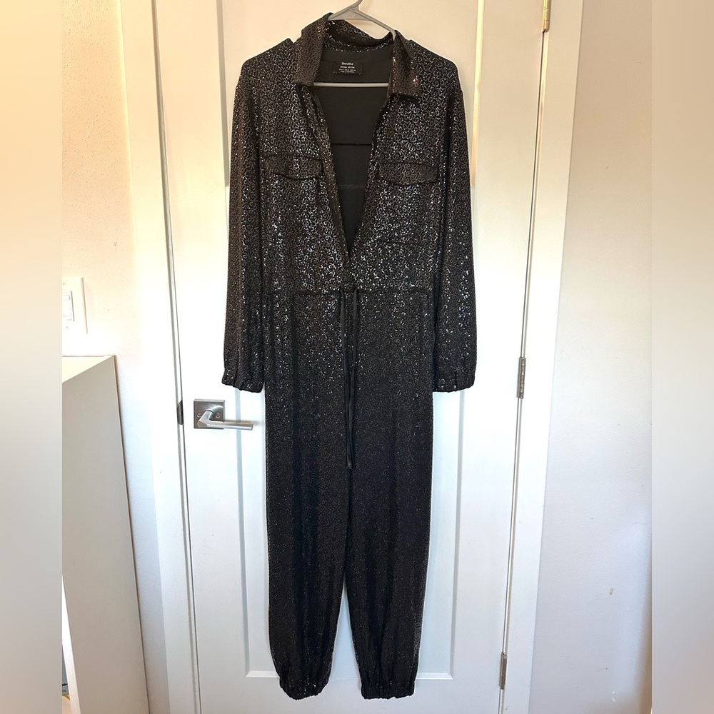Bershka Sequin Black Jumpsuit